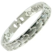 Sisto-X Copper Alloy with Chrome Finish Bracelet Hi Strength NdFeB 16 Magnets Single Row Therapy