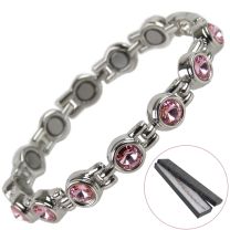 Sisto-X Ladies Magnetic Bracelet Faux Pale Pink Crystals Magnets Health
