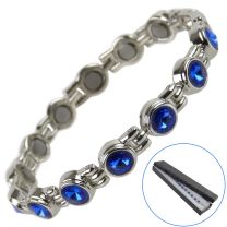 Sisto-X Ladies Magnetic Bracelet Faux Sapphire Crystals Magnets Health