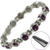Sisto-X Ladies Magnetic Bracelet Faux Amethyst Crystals Magnets