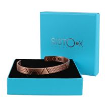 Sisto-X Slim Magnetic Bangle 6 Magnets Copper with Pewter Viva Design
