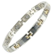 Sisto-X Ladies Copper Alloy Gold & Chrome Finish Bracelet Hi Strength10 Magnets 